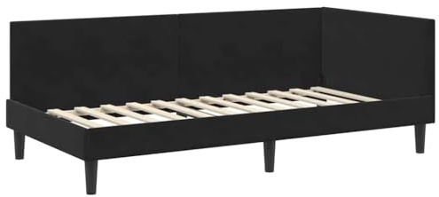 vidaXL Velvet Corner Bed Frame Modern Design Engineered Wood Adjustable Headboard Simple Stylish
