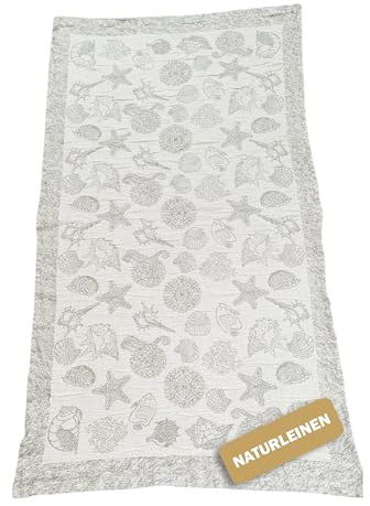 LINEN WORLD Leinen-Badetuch 60×120 cm – Jacquard-Handtuch für den täglichen Gebrauch – Natur-Leinenmischung – Nicht flauschig – Kompakt und langlebig (Aquaria)