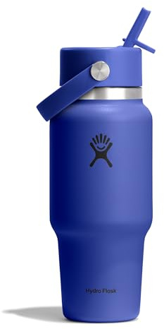 Hydro Flask – Wide Flex Straw Travel Bottle 710ml (24 oz) | Auslaufsicher, isoliert, passend für Getränkehalter – Kalt 24 Std. – Flex Straw Cap – Capri Blue