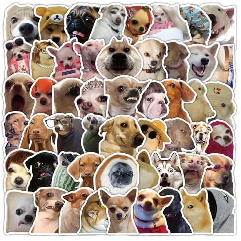 Haorange 106 Pcs Funny Dog Sticker for Water Bottles, Laptop and Phone, Waterproof Vinyl Puppy Meme Decals, Teens and Adults