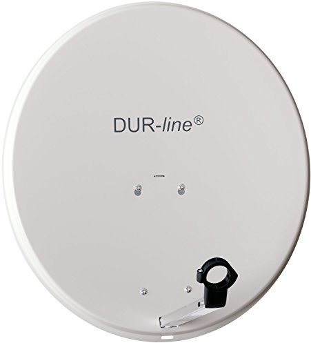 DUR-line MDA 60cm Hellgrau - Aluminium Satellitenschüssel mit LNB Feedhalterung - Sat Antenne Spiegel Anlage [Digital, Camping, Astra 19,2°, DVB-S/S2, Full HD, 4K, 3D]