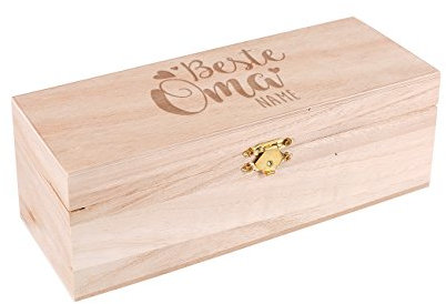 Herz & Heim® Tee-Aufbewahrungsbox aus Holz mit Gravur des Namens Motiv: Beste Oma