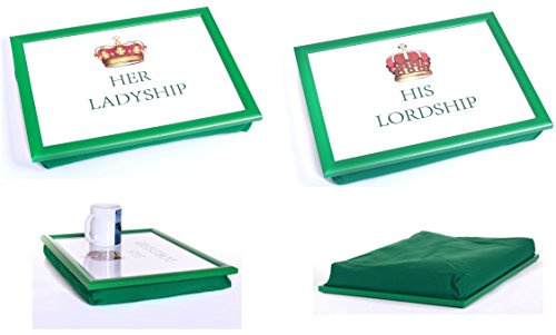 Lap Tray Serving Bean Bag TV Bed Soft Cushion Padded His Lordship & Her Ladyship (Set of 2)