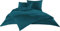 Bettwaesche-mit-Stil Mako Satin Damast Bettwäsche Waves Petrol Blau (240 cm x 220 cm + 2X 80x80cm Kissen)
