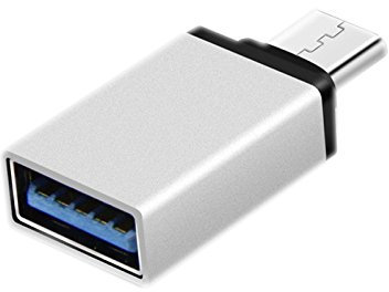 OTG Adattatore USB C a USB A 3.0 alluminio USB Tipo C Connettore per MacBook Pro 2018/2017/2016, Google Chromebook Pixel 2015, Samsung S8/S8 +, Huawei P9, ecc – Argento