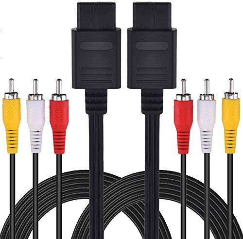TPFOON Lot de 2 câbles AV composites 1,8 m Compatible avec Nintendo 64 N64, Super Nintendo SNES, Gamecube GC
