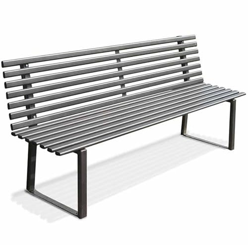 ANDRYS Panchina da Esterno e Giardino con Schienale (Antracite 150cm) | Panca da Esterno in Acciaio Zincato a Freddo, 150x50x82cm, con Spalliera, Arredo per Cortili Parchi e Aree Urbane