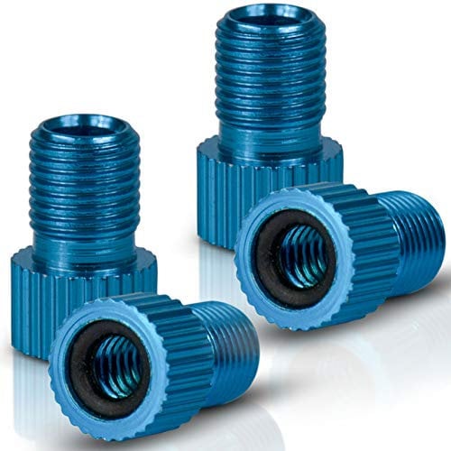 Drahtesel Fahrrad Ventil-Adapter DV & SV (Dunlop- & Französisches Ventil) auf AV (Auto-Ventil) mit Dichtring (hellblau, 4)