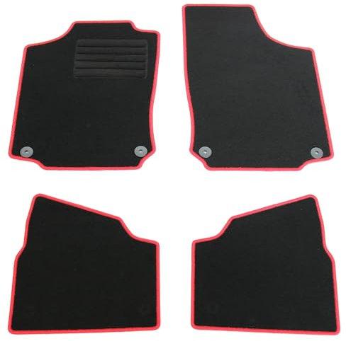 AD Tuning HG10740-ROT Fußmatten Set (4teilig) Schwarz Rot Autoteppiche Matten