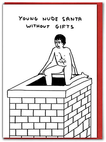 Brainbox Candy Offizielle David Shrigley – lustige Weihnachtskarten – unhöfliche Weihnachtskarten – Young Nude Santa – perfekt für beste Freunde, Kumpel, Ihn, Freund, Freundin, Partner – exklusiv