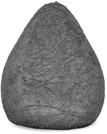 Lumaland Fluffy Sitzsack | Kinderzimmer Sitzkissen 60 x 45 cm | Waschbarer Bezug aus Webplüsch | Flauschiger & weicher Kinder Bodenkissen | Passend für Mädchen & Jungen | 120L Volumen [Grau]