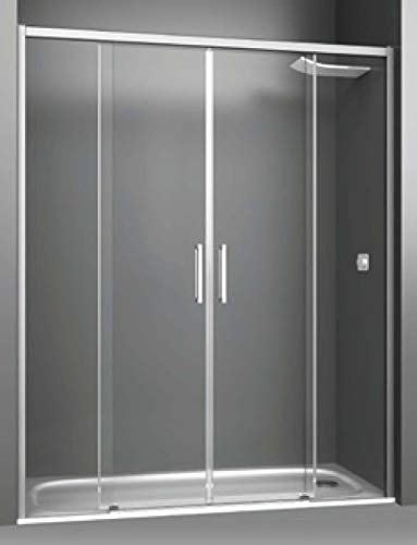 Mampara de Ducha Frontal corredera | 2 Hojas Fijas + 2 Puertas Correderas | Cristal de Seguridad 6 mm | ANTICAL INCLUIDO | Modelo PHENIX 4