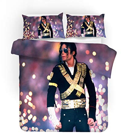 Michael Jackson Bettwäsche Set - Bettbezug und Kissenbezug,Mikrofaser,3D Digital Print dreiteiliger Bettwäsche(Bettbezug + Kissenbezüge) (5,Single 135 * 200cm)