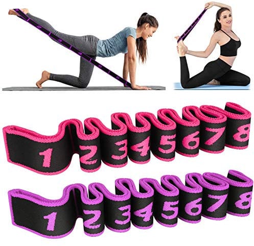 Hippodance 2 Pezzi Cinturino per Esercizi Elastico,Banda Fitness Cotone,Cintura Resistenza Yoga Loop per Fitness, Pilates, Fisioterapia, Stretching