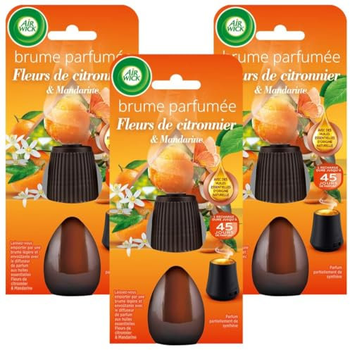 Air WICK - Set di 3 ricariche diffusore di oli essenziali essenziali Mist, profumo al limone, fiori di limone e mandarino, 20 ml