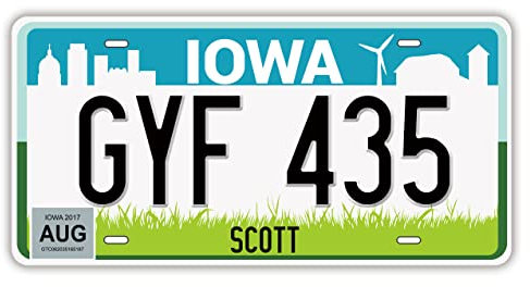 Panguru US States License Plate Embossed Metal Number Plate 12x6 (Iowa)