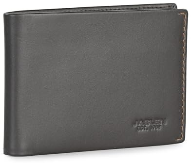 JASLEN - Herren Geldbörse Echtleder RFID Schutz - Herren Leder Geldbörse Klein oder Groß - Portemonnaie Herren Echtleder mit Kartenfächern, Dunkelbraun-Braun