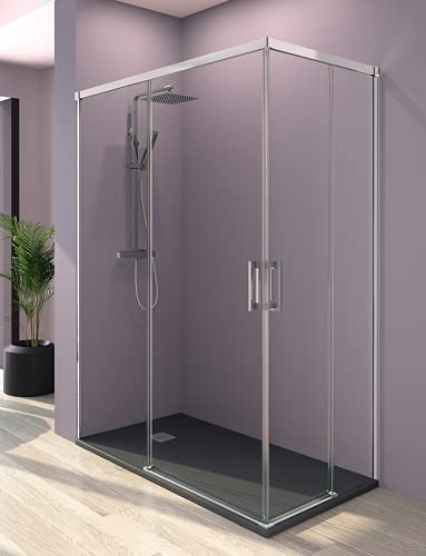 Sibila Q4 Paroi de douche d'angle avec 2 lames fixes + 2 portes coulissantes 100 x 110 cm