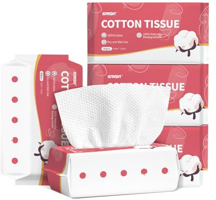 Disposable Face Towel, ZONSEN Cotton Dry Baby Wipes, Soft Facial Cotton Tissue Wet and Dry Dual-Use