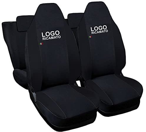 Auto Accessori Lupex | Autositzbezüge kompatibel mit Up von 2011 bis 2024 mit integrierten Kopfstützenbezügen, Schwarz, Made in Italy, Polycotton, gestickter Auto-Name, vorne und hinten