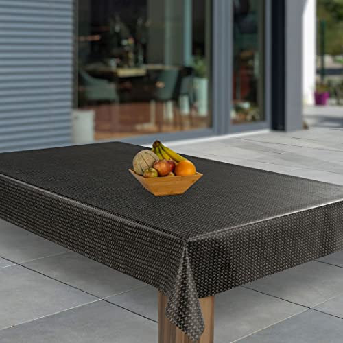 laro Wachstuch-Tischdecke Abwaschbar Garten-Tischdecke Wachstischdecke PVC Plastik-Tischdecken Eckig Meterware Wasserabweisend Abwischbar GAE, Muster:Carbon Schwarz Silber Grau, Größe:110x180