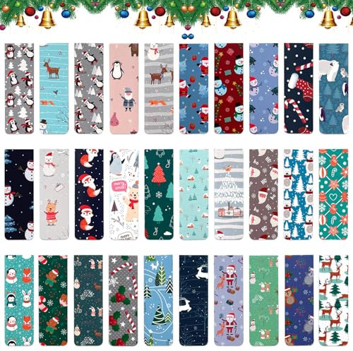 TOPJOWGA Weihnachten Lesezeichen, 30 Stück Magnetische Lesezeichen, Magnetische Optische Lesezeichen, Niedlichen Lesezeichen, Bunt Magnetic Bookmarks für Weihnachten Kinder Party Mitgebsel