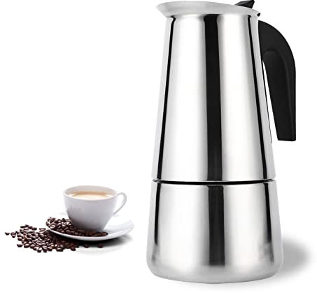 Natudeco Cafetière, Cafetière Moka En Acier Inoxydable Cafetière Italienne Cafetière à Expresso Cafetière Portable Pour Le Cappuccino Ou Le Latte (450 Ml)