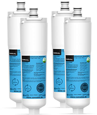 Comedes Wasserfilter für, Ersatz für Bosch 3M CS-52, Whirlpool WHKFR-PLUS, kompatibel mit Bosch, Siemens, Neff & Whirlpool Kühlschränken (4 Stück)