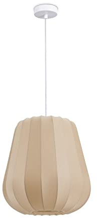 Paco Home Hängelampe Pendellampe Pendelleuchte Wohnzimmer Schlafzimmer Esszimmer Modern Lampenschirm Nylon Uni E27, Lampenart:Pendelleuchte - Typ 5, Farbe:Beige