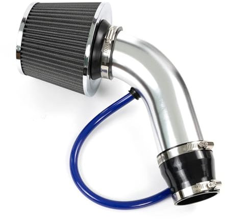 AUTOXBERT One Set Universal Car Inlet Cold Air Intake Filter Alumimum Induction Kit Pipe Hose System 3inches Accessories Silver(One Set,76mm)