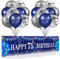 RUMIA Blau 75. Geburtstag Dekoration für Männer Frauen, Marineblau Silber 75. Geburtstag Banner, Blau 75. Geburtstag Luftballons für 75. Jahrestag Party Dekorationen