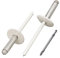 SKIR'CO (50 Stück) Großflansch Alu-Blindnieten 4,8x20 mm Edelstahldorn, RAL 9010 Reinweiß (inklusive Bohrer)