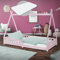 ML-Design Kinderbett Tipi 90x200 cm Rosa mit Matratze H:16cm, Rausfallschutz & Lattenrost, aus Kiefernholz, Indianer Bett für Mädchen/Jungen, Hausbett mit Zaun, Bodenbett Jugendbett Spielbett Holzbett