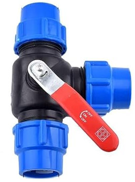 Vanne à boisseau sphérique d'irrigation de jardin 25 mm 32 mm 40 mm 50 mm Tuyau d'eau en plastique avec noyau en acier Vanne à boisseau sphérique 3 voies Connecteur rapide Type T PVC PE Connexion rapi