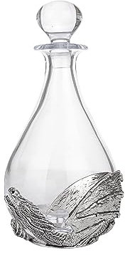A E Williams Whisky Decanter with Pewter Dragon Design | Crystal Glass Pyramid Decanters with Airtight Stopper Metal Base and Lid Barware | Men’s Unique Gift for Party Birthday Anniversary