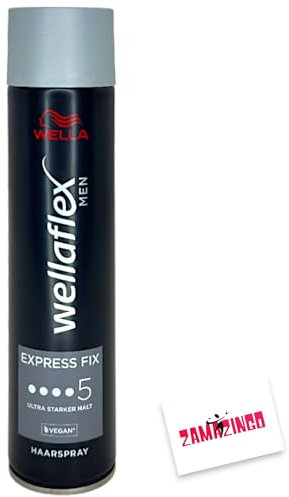 Wella Wellaflex Haarspray Men Express Fix Ultra Starker Halt 250ml | Haarspray für ultra starken Halt | Erhält den Style bis zu 48H inkl. Zama4Zingo Karte (1er Pack, Haarspray)