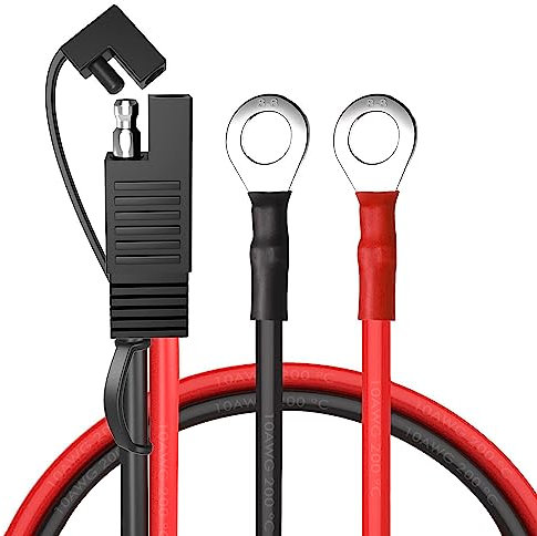 HuaLiSiJi SAE zu O Ring Terminal Harness 12V 24V SAE Anschlusskabel 10AWG Batteriekabel 12V mit Stecker 30A, SAE Stecker Schnellverbindung, Ladeanschluss kabel (0.3m)