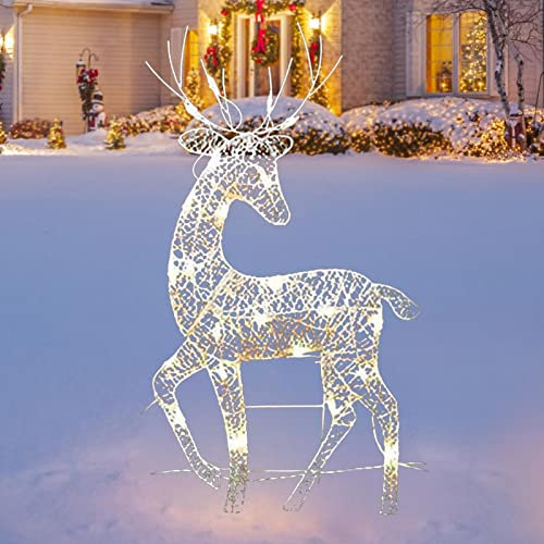 42/70/82cm Décoration De Noël Renne De Noël Illuminé, Décors De Cerf Éclairés De Vacances Imperméables, Holiday Lovely Lighted Garden Cerf, Décoration De Festival avec 3 Piles