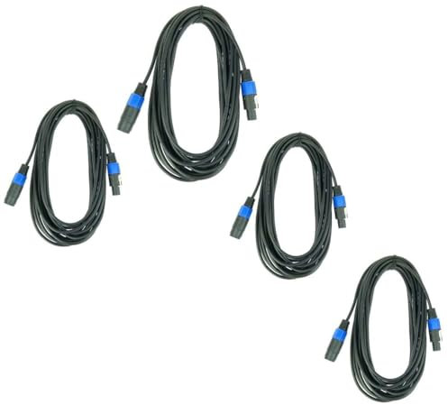 Paccs 4 x 10 m Verlängerungskabel Lautsprecherkabel, Speakon Stecker 4 pol, PA Boxenkabel 2 x 1.5mm² Verlängerung
