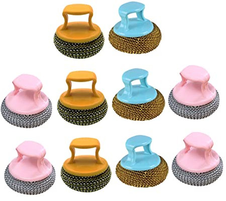 CLISPEED 2 Juegos De Alambres De Limpieza Prácticos para Lavavajillas para Limpiar Ollas Y Sartenes De Cocina Portátiles con Mango De Acero Duradero 10 Unidades X 2