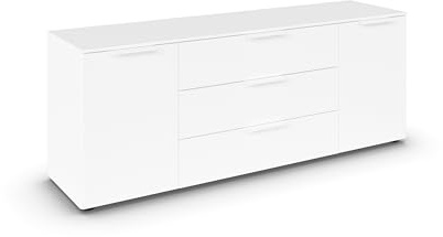 Rauch Möbel Flipp, Kommode, Farbe Weiß, Breite 160 cm | Sideboard, 2-türig, 3 Schubladen, Soft-Close-Funktion, für Schlafzimmer, Gästezimmer, Wohnzimmer, Garderobe, Flur