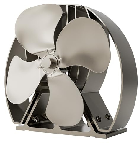 Viking Air Stove Fan with Fragrance Dispenser - Stainless Steel | 4-Blade Heat-Powered Fan, Fragrance Dispenser, Eco-Friendly Heat Circulation, For Wood Burners & Fireplaces, Stainless Steel