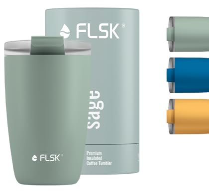 FLSK Kaffeebecher to go I Premium Kaffeebecher aus Edelstahl I 100% Auslaufsicher & Doppelwandig I Thermobecher hält Getränke 3 Std. heiß I German Brand Award Winner (sage)