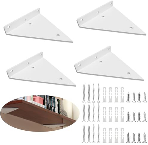 Molyorch 4 Pièces Support D'étagère Supports à Tablettes Flottantes Supports d'étagère Flottant pour Déco Salon Chambre Salle de Bain (Blanche), pour Salon Chambre Bureau Salle de Bains ou Cuisine