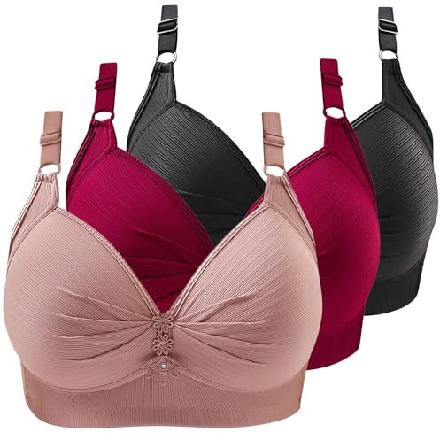 3er Pack BHS Damen Ohne Bügel Push Up BH Set Frauen Sexy Bustier Crop Top Sport-BHS Trainings-BH mit verstellbarem für Alltag Yoga Fitness Sport Outdoor Der Bequeme