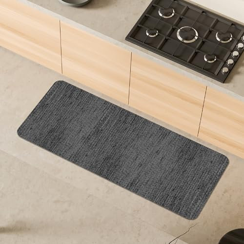 Comart - Tappeto Cucina Nancy - Antiscivolo - Lavabile in Lavatrice - Moderna Passatoia in Ciniglia - Runner per Corridoio e Cucina - Morbido e Resistente - Made in Italy - Grigio - 50x130 cm