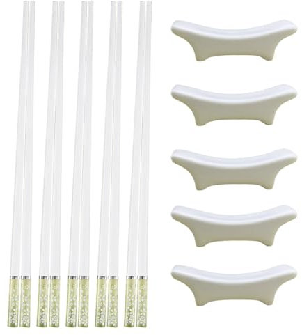 KSOIQPU 5 paires de baguettes réutilisables en fibre de verre, baguettes à sushi de 24 cm de long lavables au lave-vaisselle, Sakura Amber Style Custom (vert)