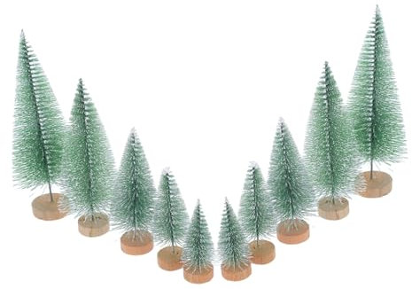 BCOATH 10pezzi Alberi Di Natale Con Base Legno Decorazioni Natalizie Per Scrivania e Decorazioni Da Festa Di Natale