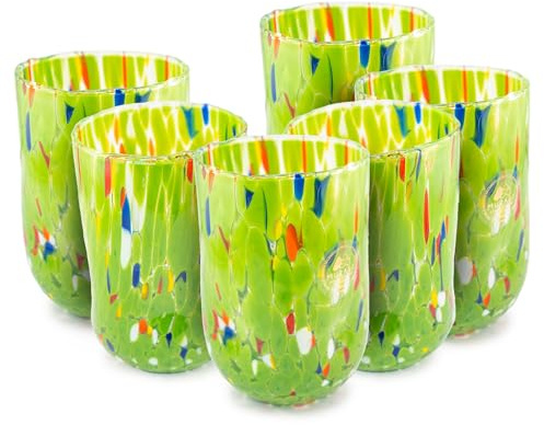 MurArt 6 Murano-Gläser Set aus 6 Wasserkelchen à 400ml aus handgeblasenem Glas in handwerklicher Verarbeitung Kollektion Eleganza Made in Italy