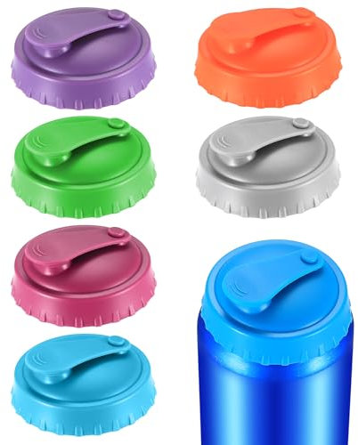 6-in-1 Silicone Drink Can Sealer - Covers All Beverage & Food Cans, Spill-Proof, Dishwasher Safe